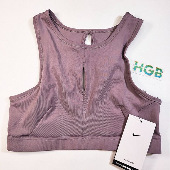 Nike Other - Nike Swoosh Sports Bra Women's Hi Neck Keyhole Medium Support Purple DN4205-531